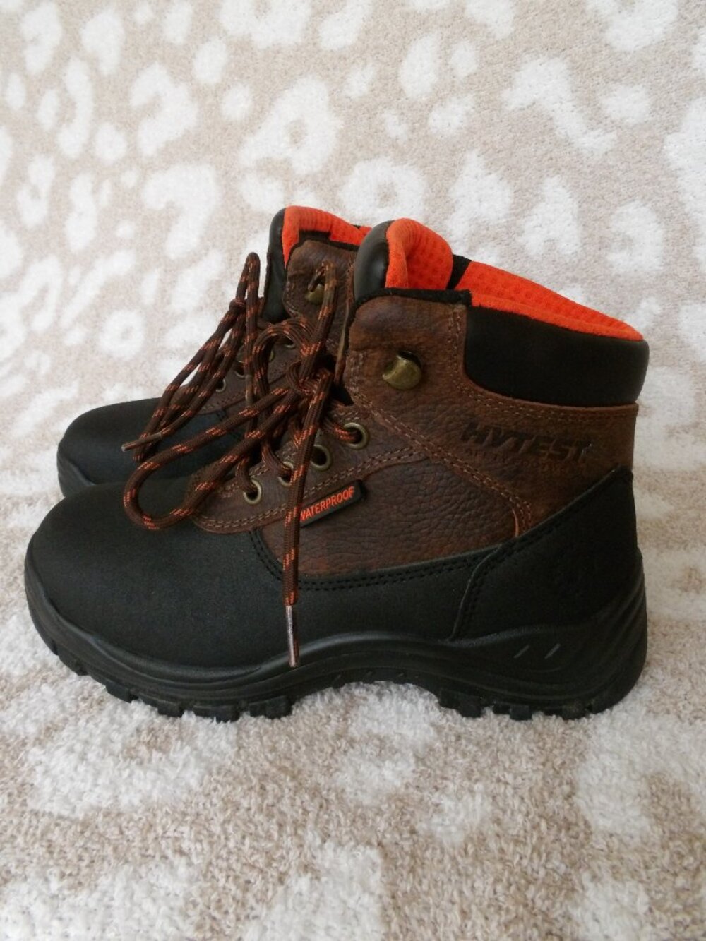 Hytest Knox Waterproof Mens Work Boots | Steel Toe | Brown + Black | Size 4W